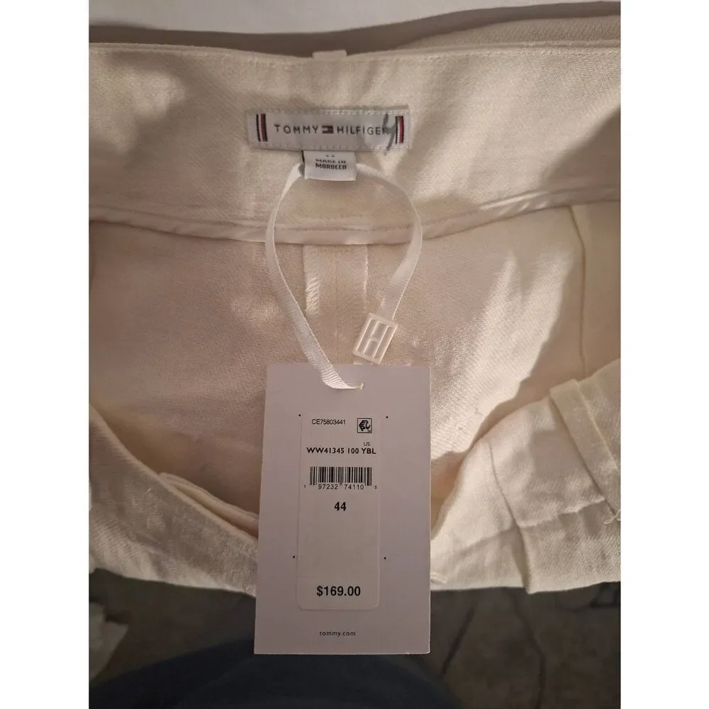 Tommy Hilfiger Mens Off-White Linen Blend‎ Dress Pants Size 44 NEW